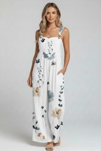 Nova | Jumpsuit Dames - Mouwloos Bloemenprint Zomerstijl Wit