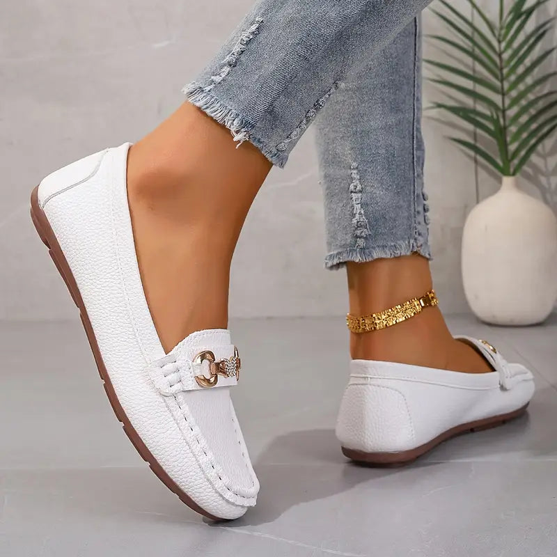 Luna | Dames Loafers - Zwart met Kettingdetail, Elegant en Comfortabel