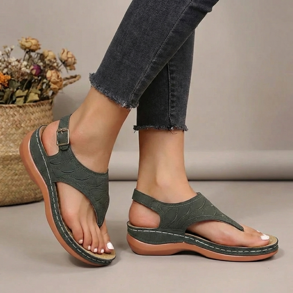 Luna | Dames Sandalen - Gevormd Voetbed, Comfortabel en Casual Groen