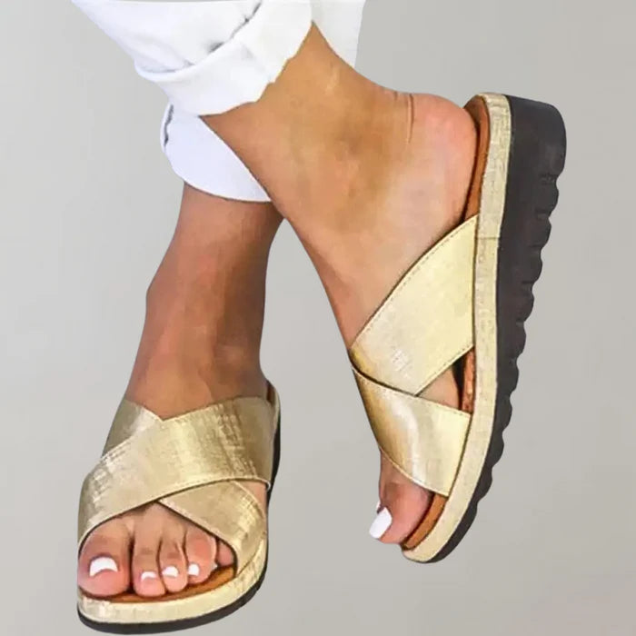 Luna | Dames Sandalen - Lichtgewicht en Comfortabel Instapmodel Goud