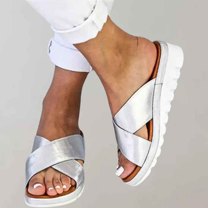Luna | Dames Sandalen - Lichtgewicht en Comfortabel Instapmodel Zilver