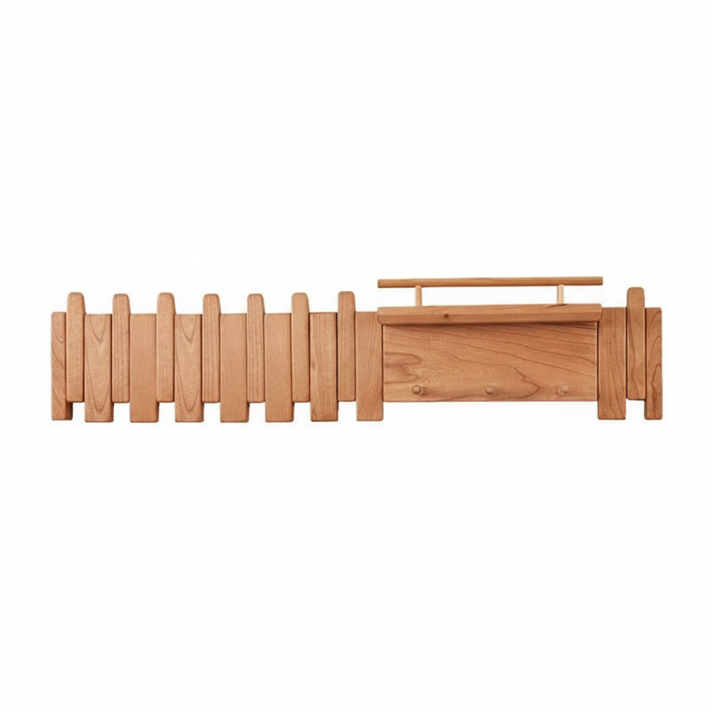 Massief Houten Kapstok Muur met Pianotoets Ontwerp – Ruimtebesparend en Duurzaam met Kapstokhaken Eik 17x80cm