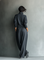 Mila | Comfy Set Dames - Gebreide Tweedelige Set, Antraciet Casual