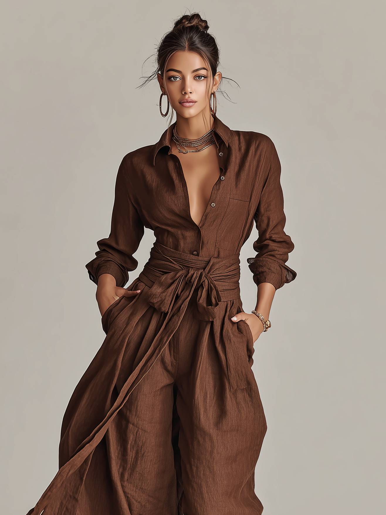 Mila | Dames Jumpsuit - Katoen-Linnen Mix, Elegante Stijl