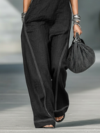 Mila | Dames Jumpsuit - Losse Pasvorm, Zwart met Witte Bies