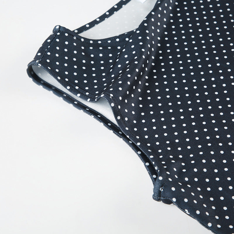 Mila | Dames Mini-jurk - Mouwloos, Stippenpatroon