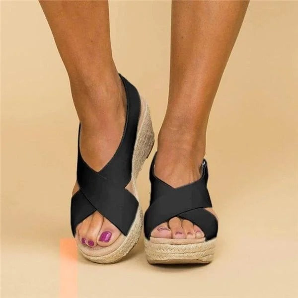 Mila | Dames Sandalen - Elegant Espadrille Design, Comfortabel Zwart