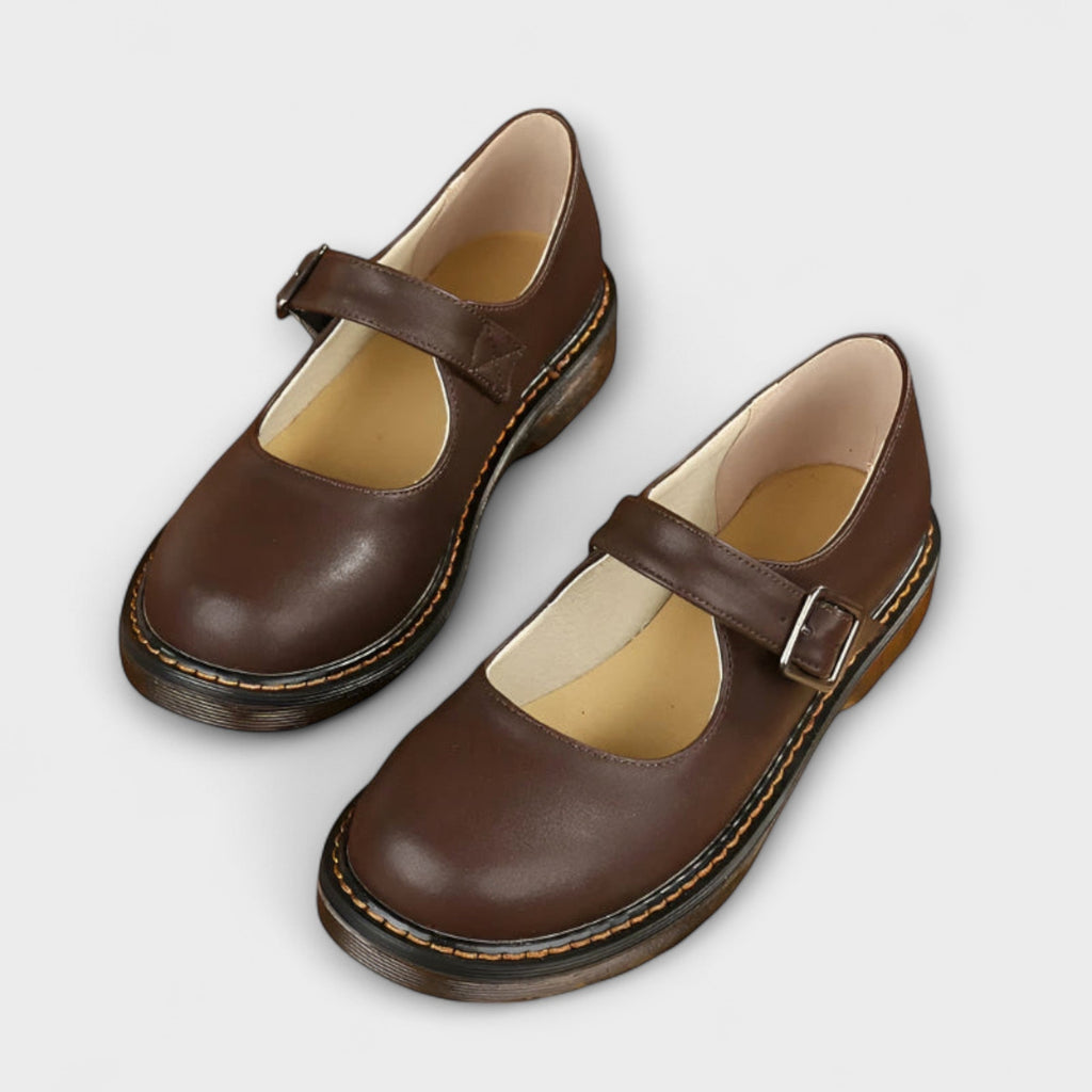 Mila | Dames Schoenen - Platte Zool met Gesp, Casual Elegantie Bruin