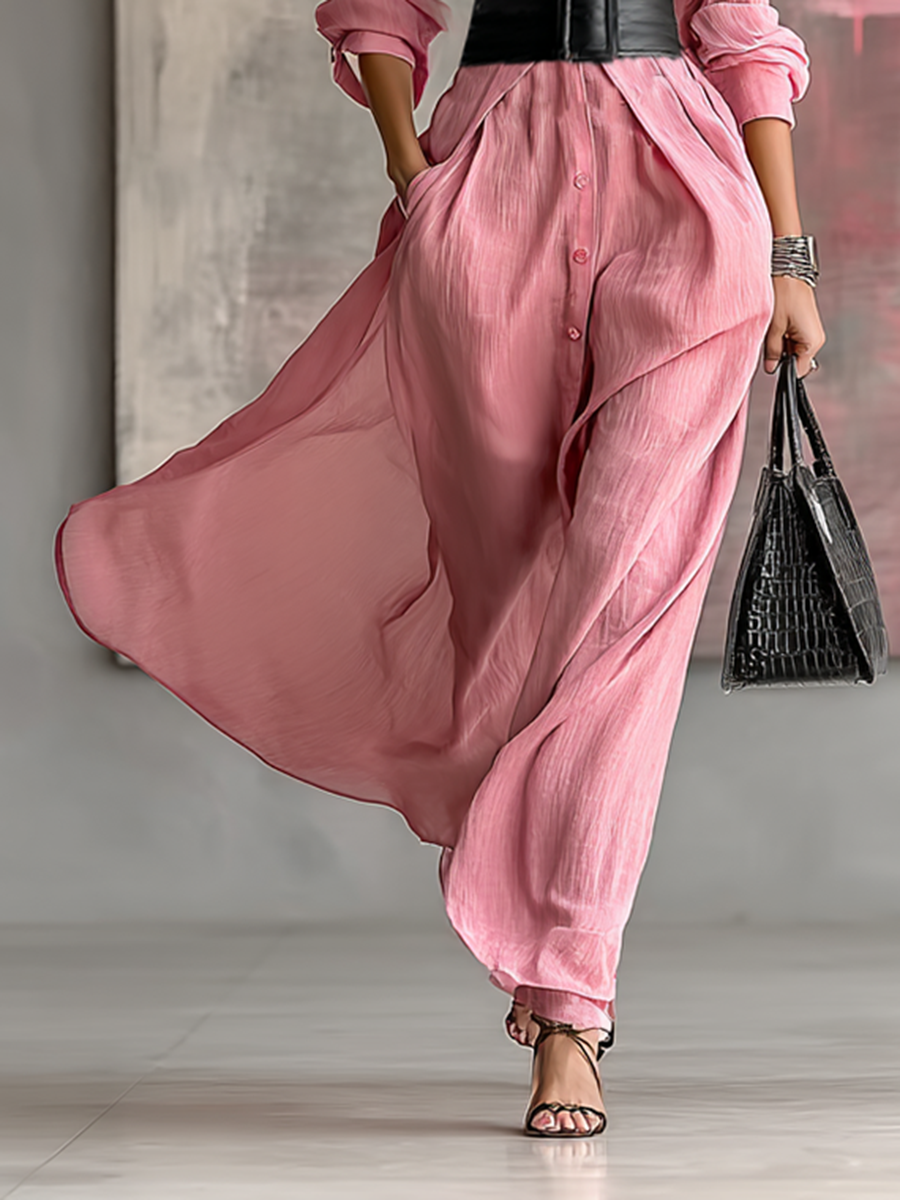 Mira | Dames Lange Jurk - Effen Kleur, Lange Mouwen, Maxi Design
