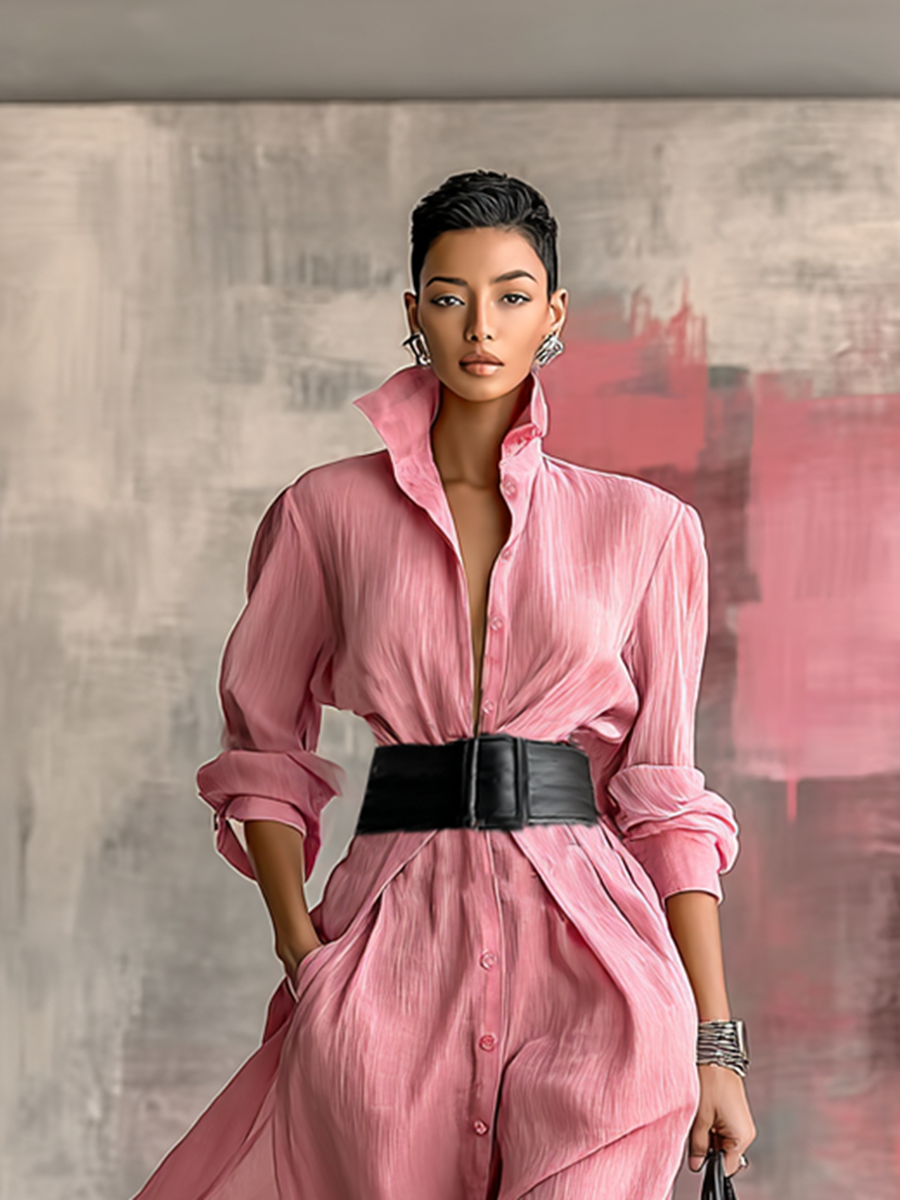 Mira | Dames Lange Jurk - Effen Kleur, Lange Mouwen, Maxi Design