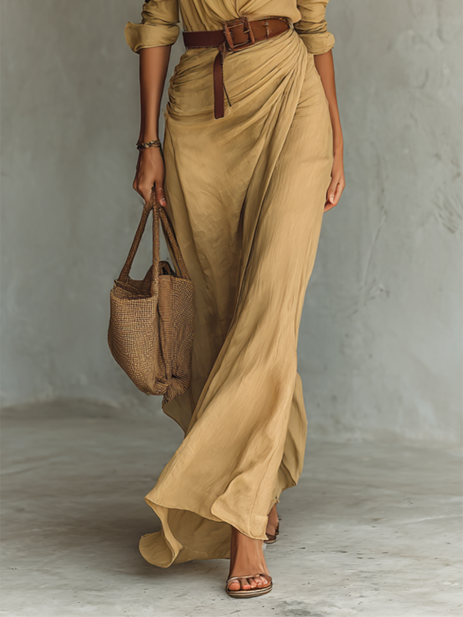 Mira | Dames Lange Jurk - Elegante Maxi Jurk met Lange Mouwen