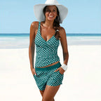 Mira | Dames Tankini - Gestippeld Patroon Groen