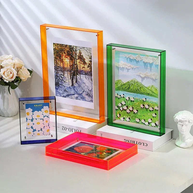 Moderne Bronte Fotolijst met Levende Randkleuren – Hoogwaardig Acryl voor Foto's en Kunstwerken