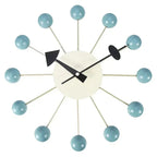 Moderne Wandklok 33 cm met Stil Kwartsmechanisme en Kleurrijke Houten Ballen voor Speelse Interieurs Babyblauw