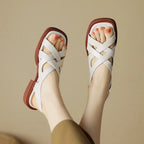 Mona | Dames Sandalen - Leren Gladiatorstijl, Minimalistisch Design Beige