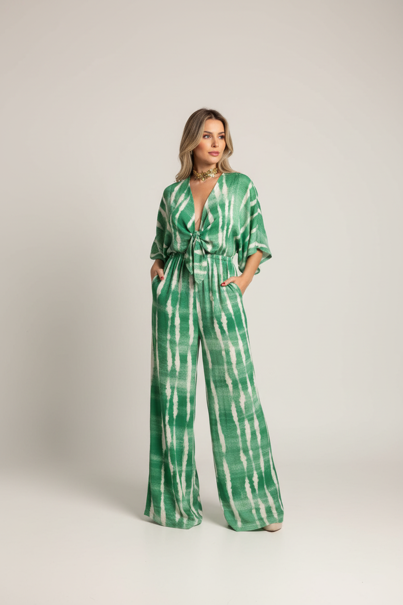 Lysandra | Jumpsuit Dames - Polyester Mix - V-hals Groen