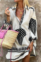 Oceana | Dames Jurk - Polyester, Losvallend Met Lange Mouwen Zwart