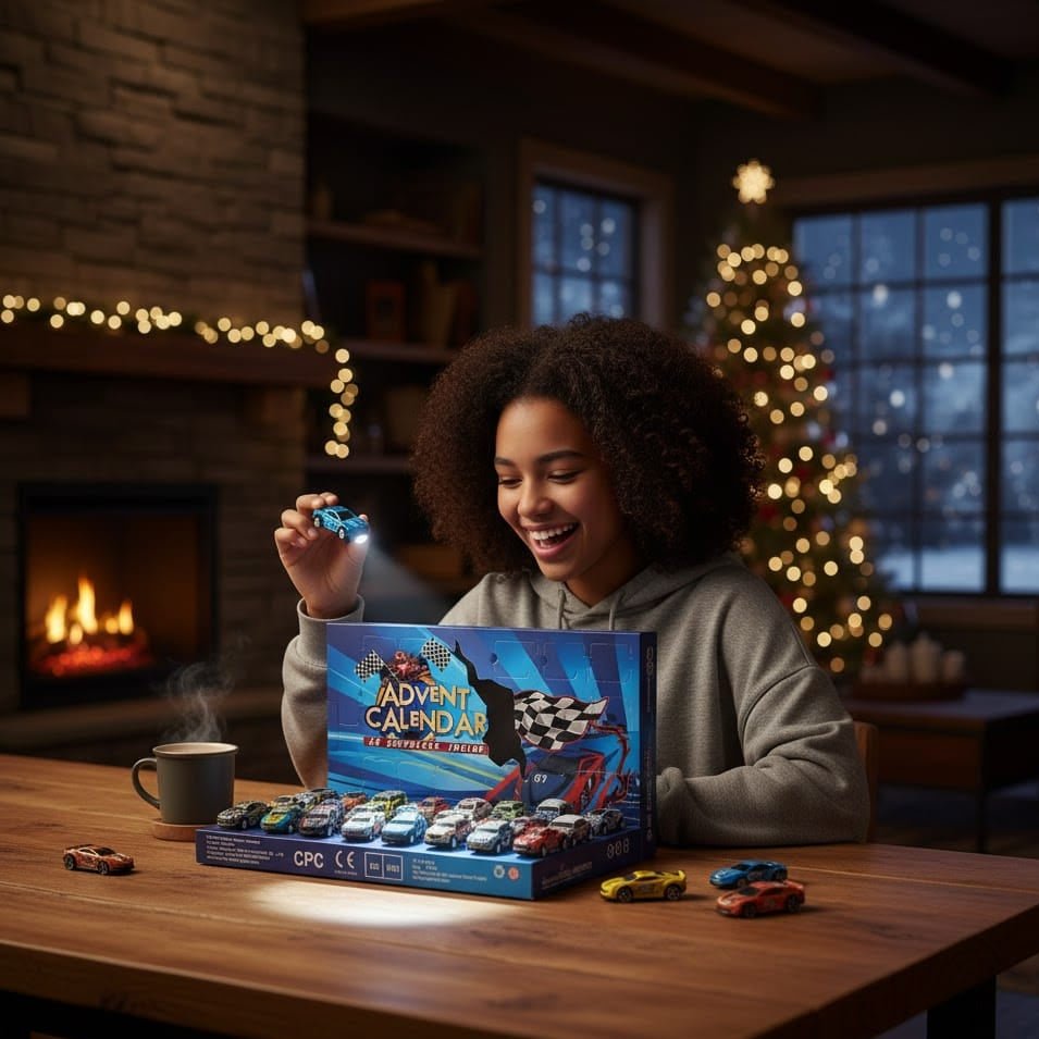 Raceauto Adventskalender voor Kinderen – 24 Mini Raceauto's & Trucks, Aftellen naar Kerst, 3+ Jaar