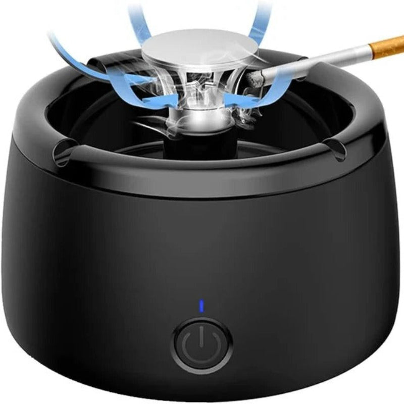 Rookvrije Asbak met Luchtreiniger – Elektrisch, Actief Koolfilter, USB Oplaadbaar, Stil onder 30dB – voor Thuis, Kantoor & Auto Zwart