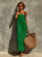 Eline | Boho Damesjurk - Spaghettibandjes Maxi Zomerjurk Groen