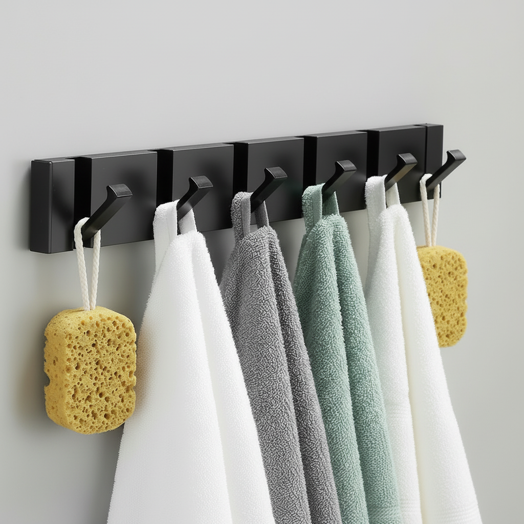 Roestvrijstalen Wandhaak met Opvouwbaar Ontwerp – Ruimtebesparend en Duurzaam voor Jassen en Accessoires Zwart 6 Haken