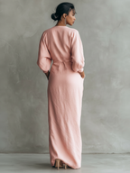 Rosa | Dames Maxi Jurk - Linnenmix, Minimalistisch V-Hals Design