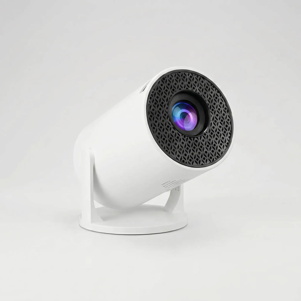 Draaibare Slimme Projector met Android 11 – Mini Beamer 180° Kantelbaar voor Muur & Plafond, Wi-Fi 6, Bluetooth 5.0, HDMI