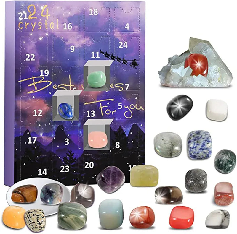 Edelstenen Adventskalender voor Kinderen – Kristallen Adventskalender met 24 Natuurlijke Edelstenen, Leerzaam Kerstcadeau – GemSpark Stijl1