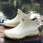 Enkellaarzen voor Dames met Profielzool - Comfortabele Instap Chelsea Boots met Gesloten Neus, Grove Zool & Elastische Inzet Beige
