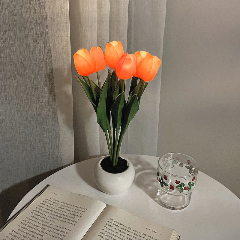 LumiTulip | Tulp Nachtlampje - DIY Bloemenlamp Sfeerlichtje LED 6 Oranje