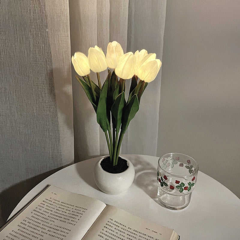 LumiTulip | Tulp Nachtlampje - DIY Bloemenlamp Sfeerlichtje LED 6 Wit