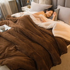 Dubbelzijdige Flanel & Fleece Plaid – Zachte Warme Deken voor Bed en Bank, 12 Kleuren, 5 Maten Koffiebruin
