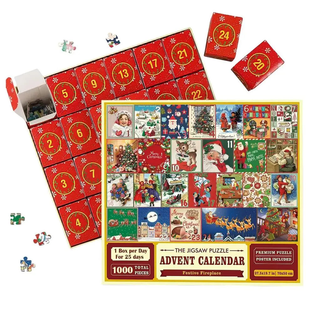 Puzzel Adventskalender – Kerstpuzzel 1000 Stukjes in 24 Dagen, Adventskalender voor Volwassenen & Gezin – FestivePuzzle