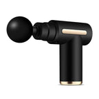 USB Mini Massage Gun – Compact Massagepistool met 4 Opzetstukken & Instelbare Intensiteit – voor Sport, Kantoor & Op Reis Zwart