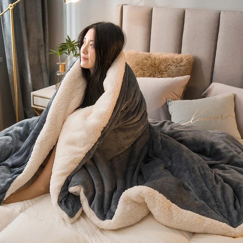 Dubbelzijdige Flanel & Fleece Plaid – Zachte Warme Deken voor Bed en Bank, 12 Kleuren, 5 Maten
