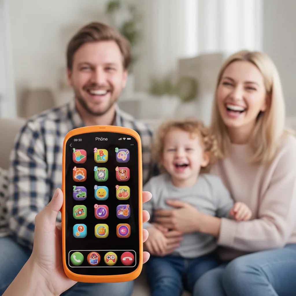 Kinder-Touchscreen Speelgoedtelefoon - Educatieve Leersmartphone met Licht & Muziek, Leerzame Spelletjes voor Peuters & Kleuters