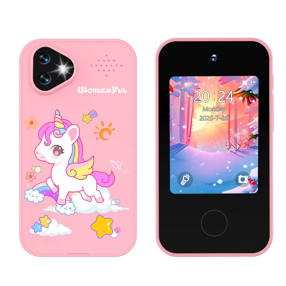 Kinder-Smartphonespeelgoed met Dubbele Camera - 1080P HD Video, MP3 Muziekspeler, Touchscreen & Spelletjes voor Jongens & Meisjes Pony Roze