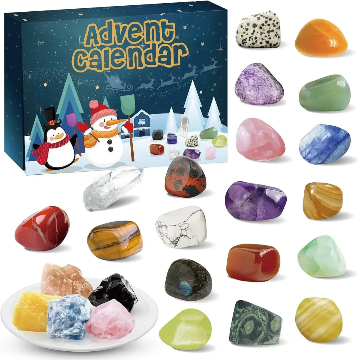 Edelstenen Adventskalender voor Kinderen – Kristallen Adventskalender met 24 Natuurlijke Edelstenen, Leerzaam Kerstcadeau – GemSpark Stijl 2