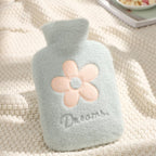 Kruik met Afneembare Zachte Hoes 1 Liter – Wasbare Pluche Warmwaterkruik, Blauw, Groen of Roze Groen