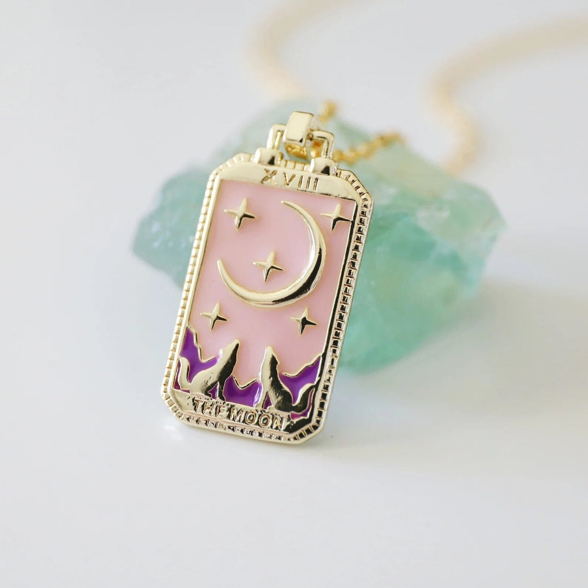 Tarotkaarten Ketting – Tarot Hanger Ketting van Roestvrij Staal, Zon, Maan, Ster & Wereld, Elk met Eigen Betekenis – Amore
