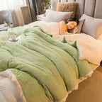 Dubbelzijdige Flanel & Fleece Plaid – Zachte Warme Deken voor Bed en Bank, 12 Kleuren, 5 Maten Lichtgroen
