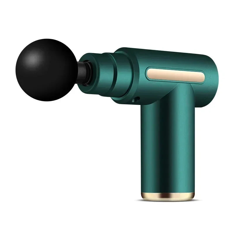 USB Mini Massage Gun – Compact Massagepistool met 4 Opzetstukken & Instelbare Intensiteit – voor Sport, Kantoor & Op Reis Groen