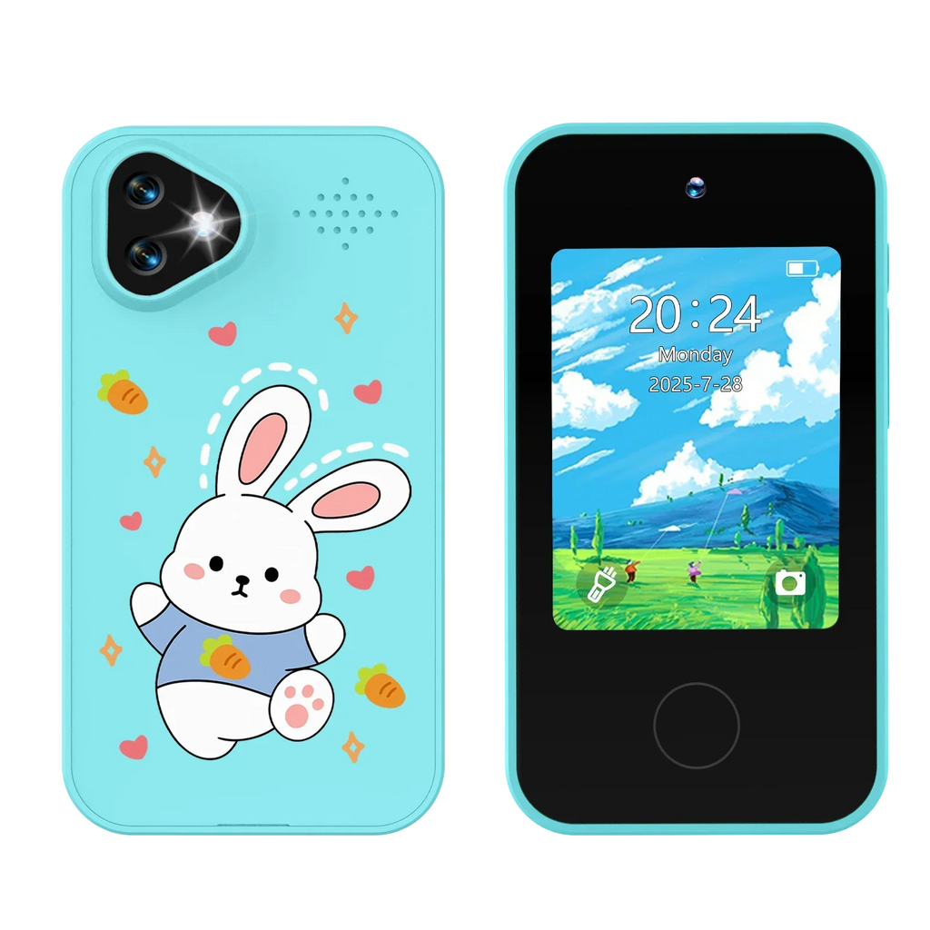 Kinder-Smartphonespeelgoed met Dubbele Camera - 1080P HD Video, MP3 Muziekspeler, Touchscreen & Spelletjes voor Jongens & Meisjes Konijn Blauw