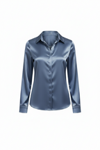 Samantha | Dames Blouse - Luxe Satijn, Lange Mouwen