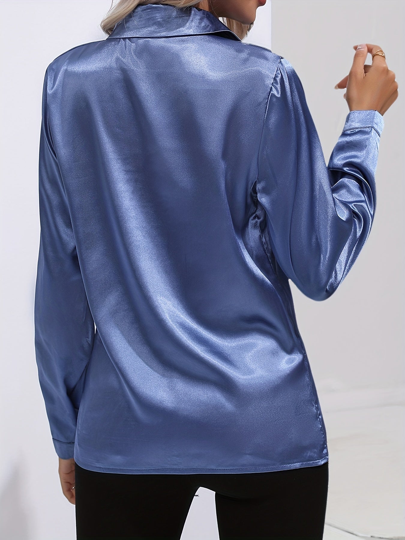 Samantha | Dames Blouse - Luxe Satijn, Lange Mouwen