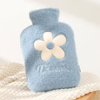 Kruik met Afneembare Zachte Hoes 1 Liter – Wasbare Pluche Warmwaterkruik, Blauw, Groen of Roze Blauw