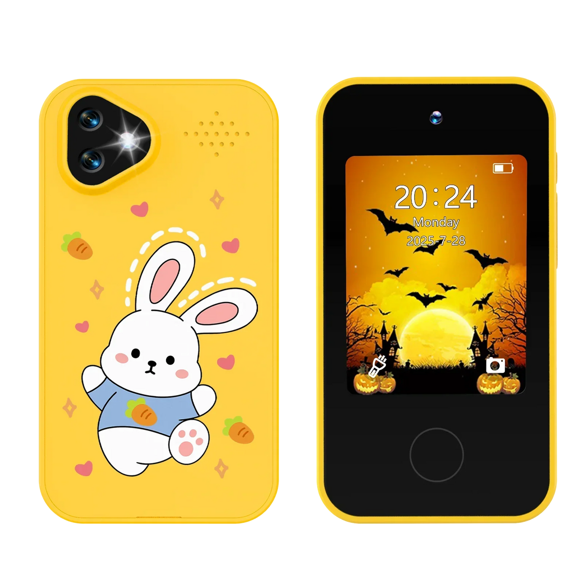 Kinder-Smartphonespeelgoed met Dubbele Camera - 1080P HD Video, MP3 Muziekspeler, Touchscreen & Spelletjes voor Jongens & Meisjes Konijn Geel