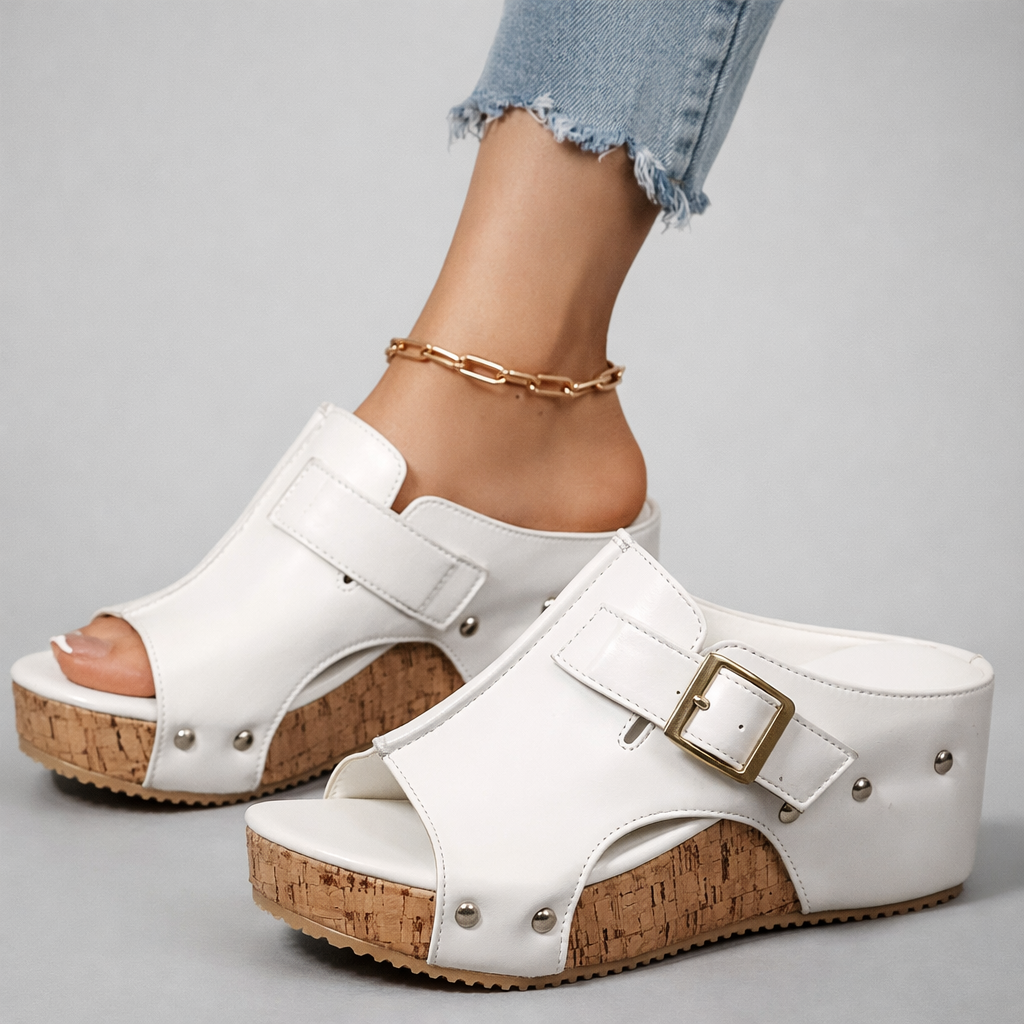 Sefira | Dames Sandalen Met Hak - Premium Leer, Comfortabel Wit