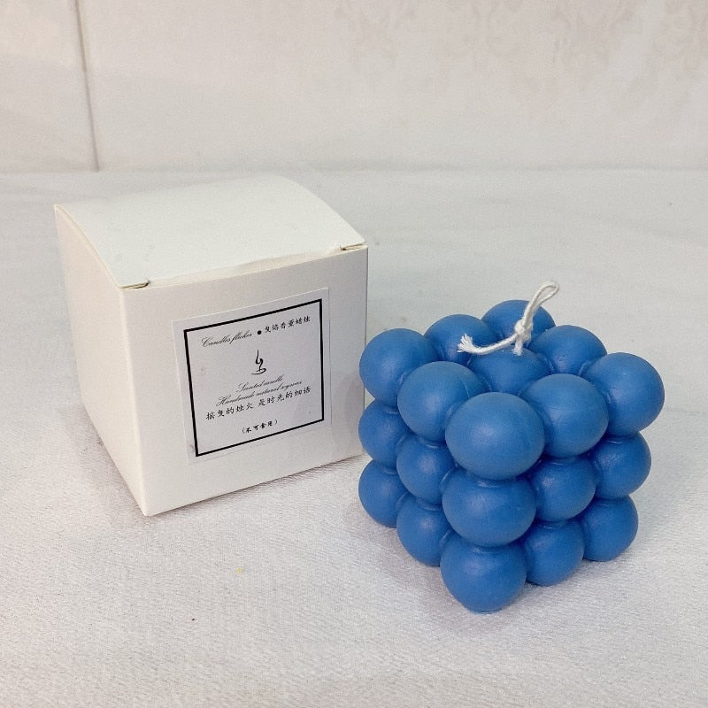 Bubble Kaars van Sojawas – Trendy Kubus Kaars & Geurkaars, 9 Kleuren, Maak je Interieur Compleet – BubbleGlow Kaars Donkerblauw