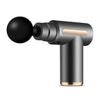 USB Mini Massage Gun – Compact Massagepistool met 4 Opzetstukken & Instelbare Intensiteit – voor Sport, Kantoor & Op Reis Grijs